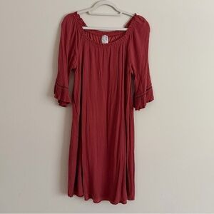 Naif Rust Red Boho Peasant Dress XL 3/4 Bell Sleeve